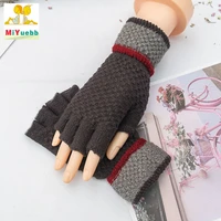 adult man woman knit gloves winter warm student boy girl half finger flip cover gloves st7