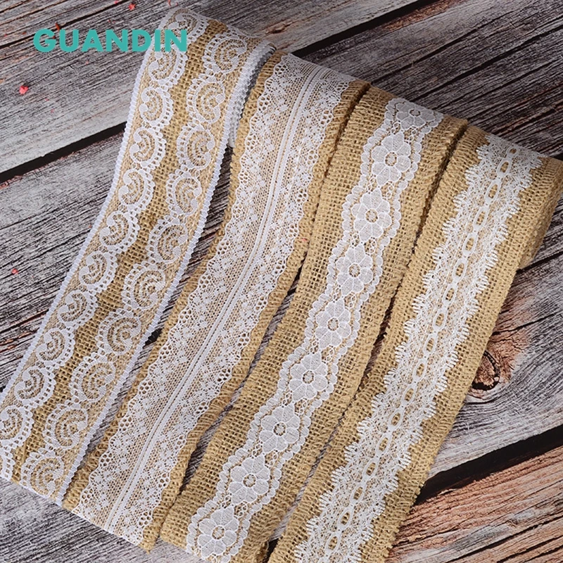 GUANDIN,2 Yard/Piecs Decoration Belt,DIY Handmade/Wedding Party/Crafts&Gift Packing Decoration Material Linen Lace Ribbon