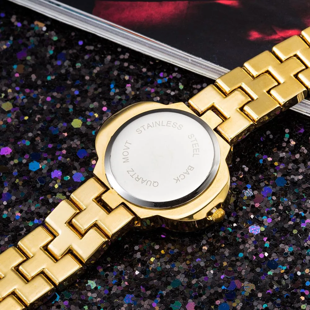 Модные женские часы montre femme 2018 классические золотые кварцевые из нержавеющей
