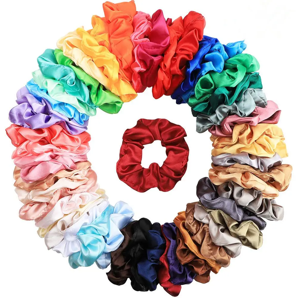 Women Elegant Satin Scrunchies solid Elastic Hair Bands for girls Accessories Ponytail Holder Tie Rubber Headband |