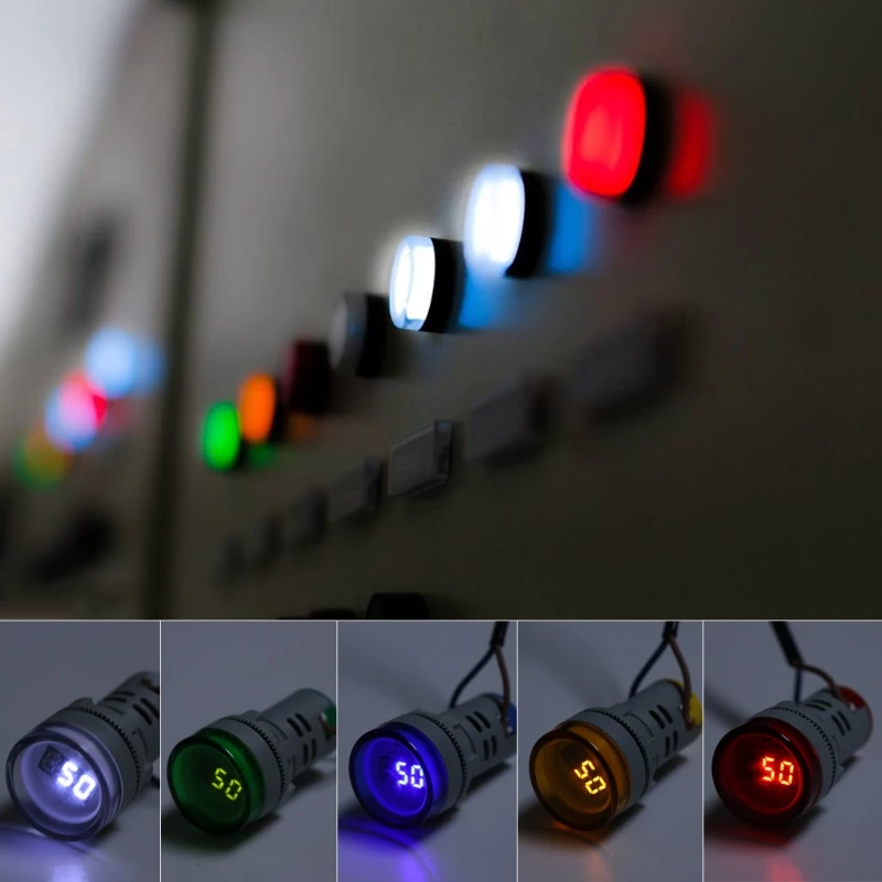 OOTDTY AC 0-100Hz Hz 22MM LED frequency meter indicator pilot light Red Yellow Green white Blue Signal Lamp Lights Tester Comb |