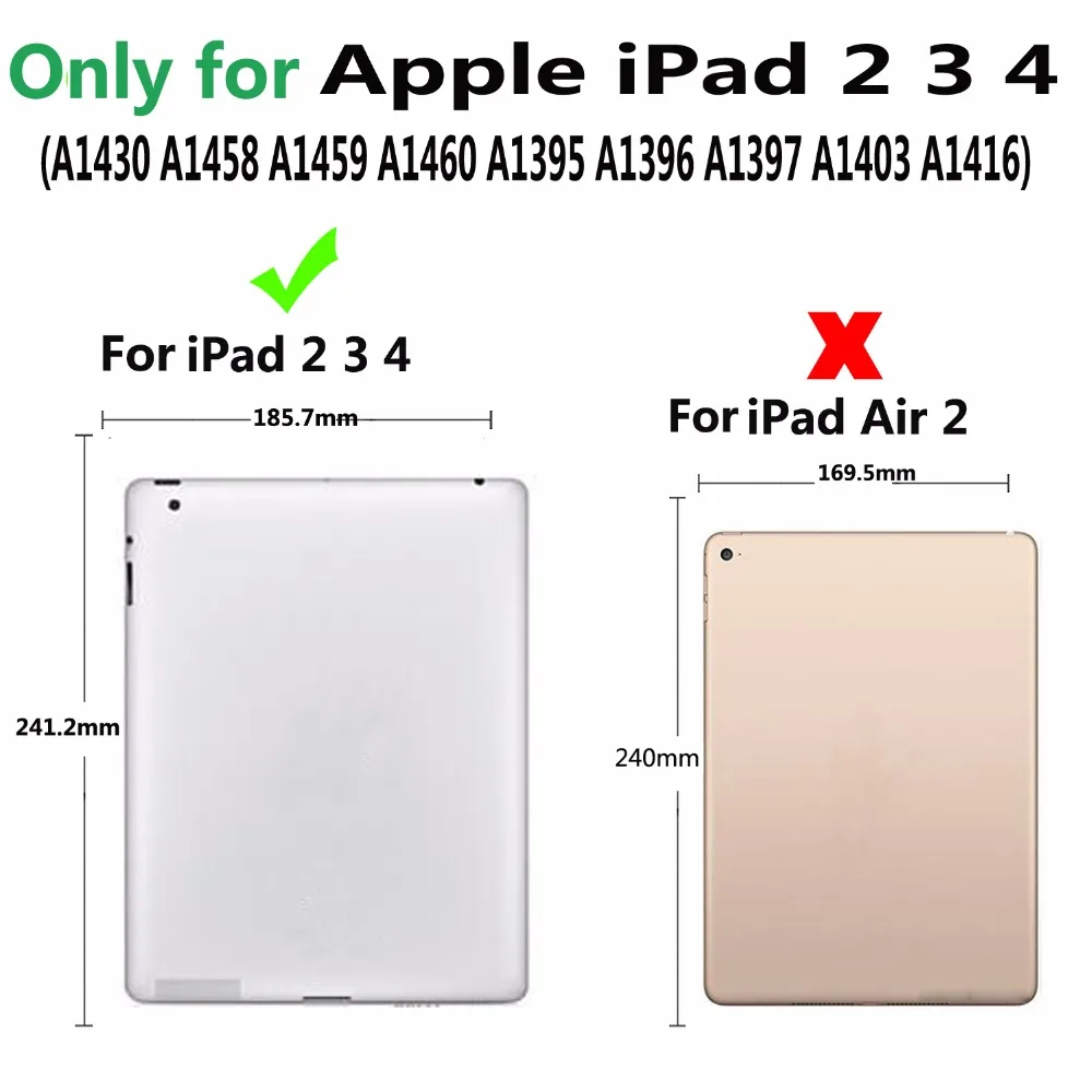 360 градусов вращающийся кожаный умный чехол для IPad 2 3 4 iPad2 iPad3 iPad4 9 7 A1460 A1458 A1459 A1430
