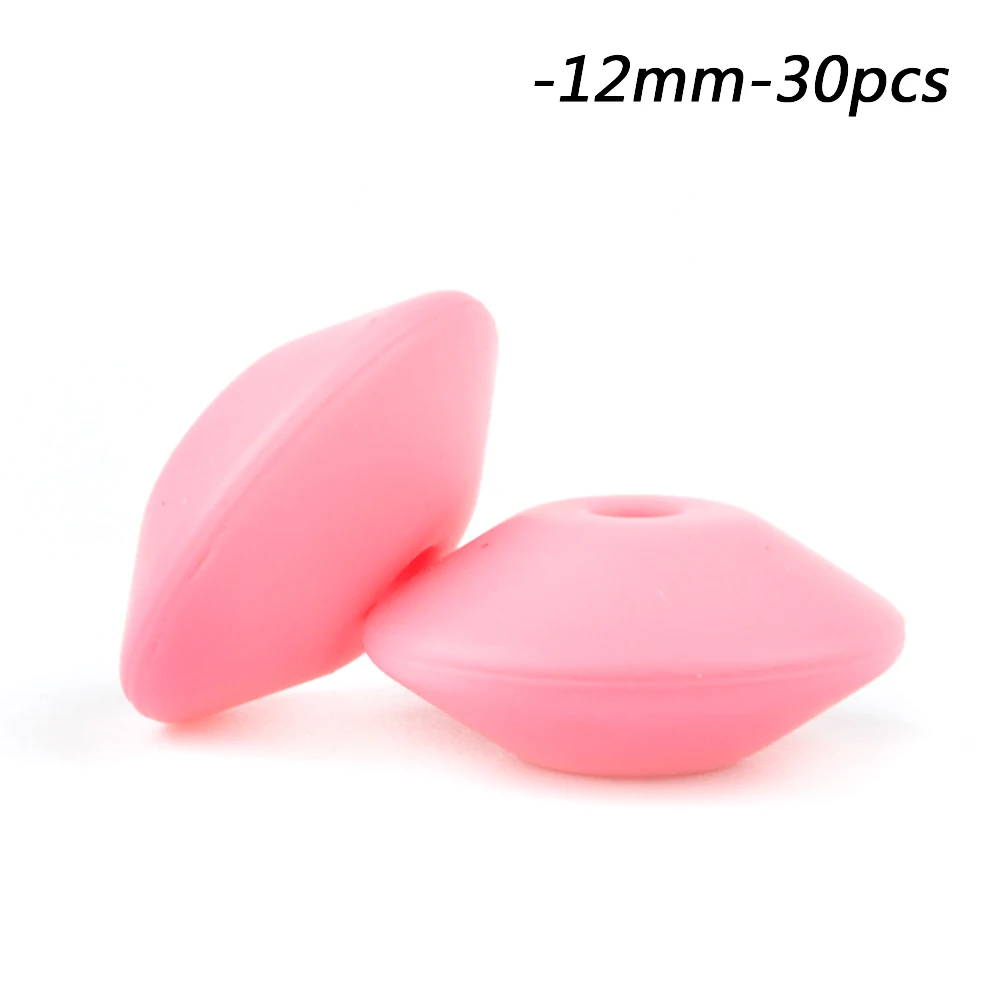 sakura LOFCA 30PCS Silicone Lentil Beads 12mm BPA Free Baby Teethers Pearl For Teething Necklace DIY Charming Nursing Toys Baby Care - Цвет: sakura