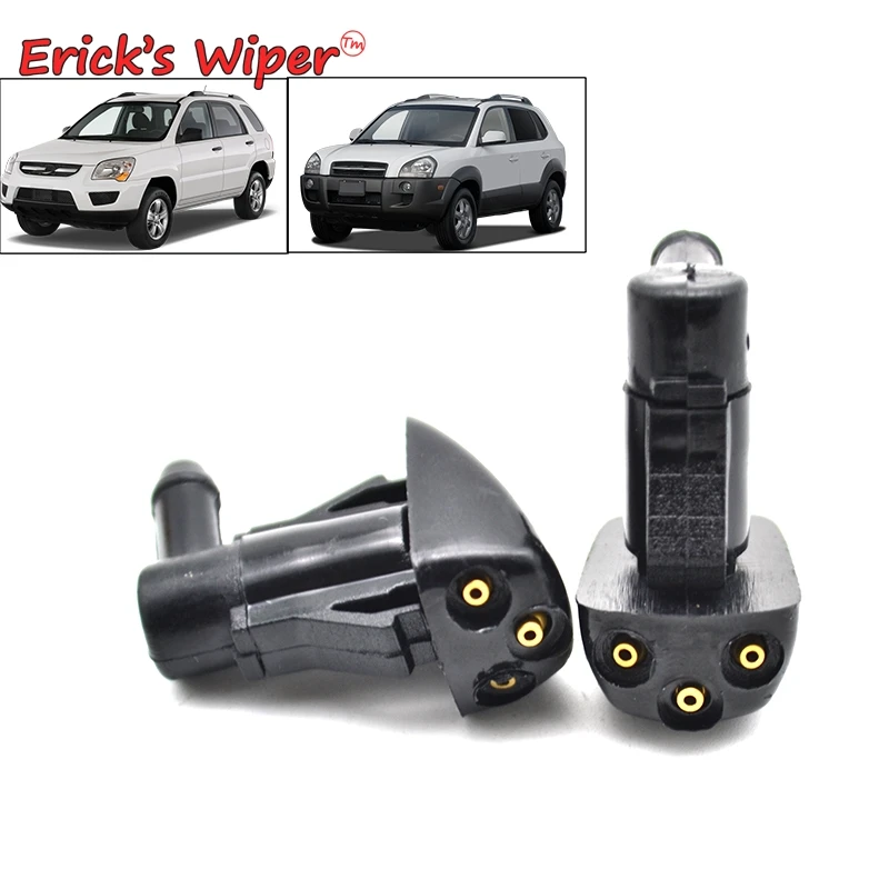 

Erick's Wiper 2Pcs/lot Front Windshield Wiper Washer Jet Nozzle For Hyundai Tucson MK1 2005 - 2010 3 Holes Hood Sprayer Nozzles