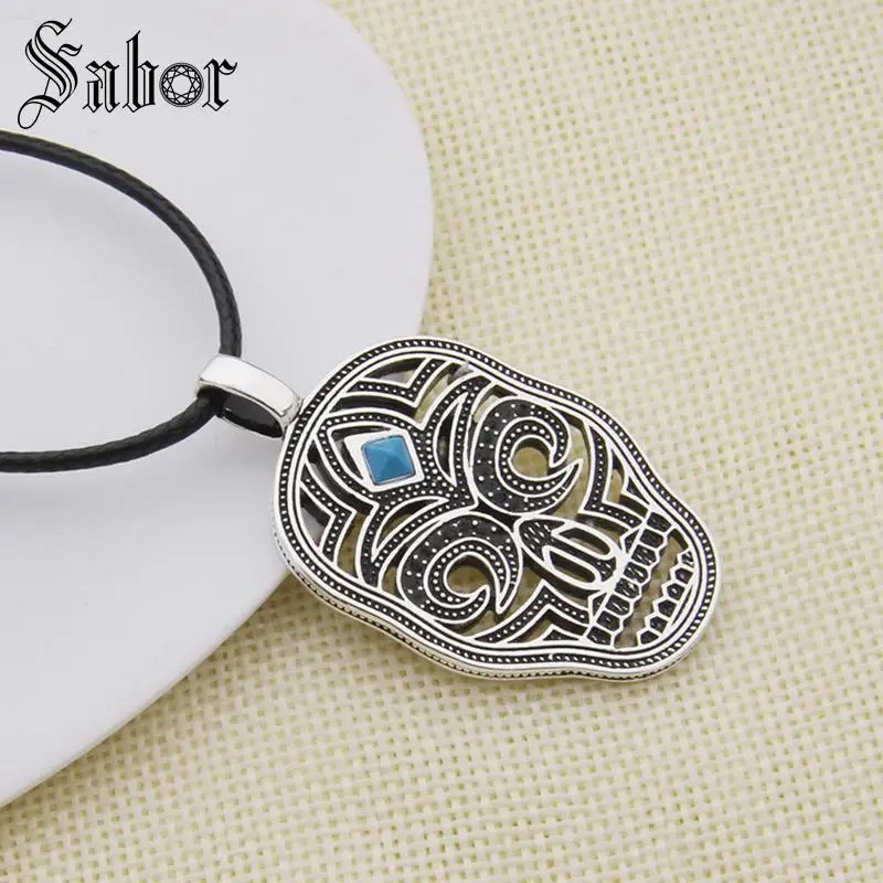 Мужской кулон в виде маски черепа кожаное ожерелье стиле панк Rebel подарок для