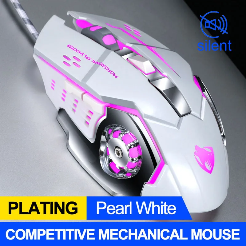 White Профессиональная геймерская игровая мышь 8D 3200 dpi, регулируемая Проводная оптическая светодиодный мышь для компьютера, USB кабель, бесшумная мышь для ноутбука - Цвет: White