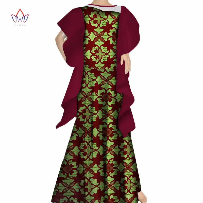 2018 New Women Draped Long Dresses Bazin Riche African Lace Print Dresses for Women Plus Size African Style Clothing WY271