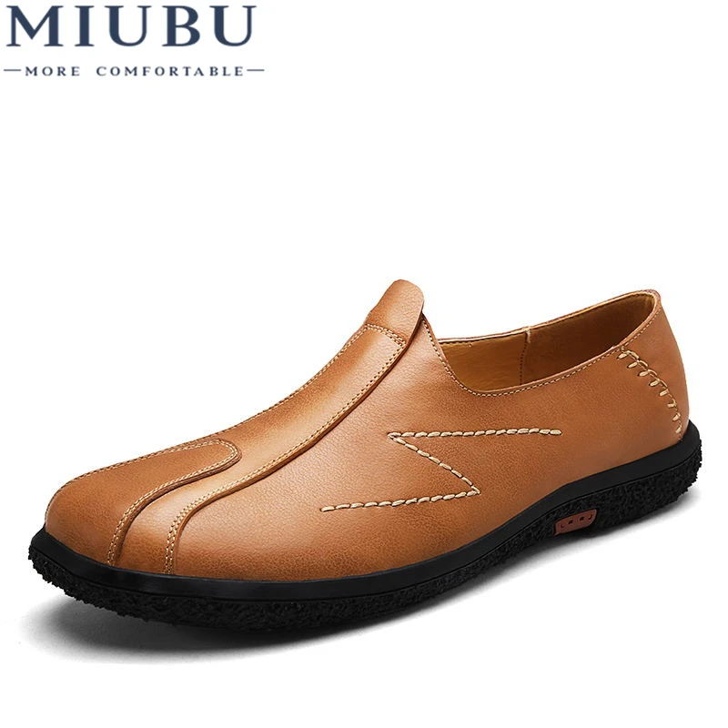 

MIUBU Fashion style men handmade Genuine Leather men shoes British style men's casual loafers