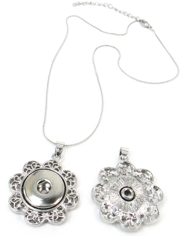 

MOODPC New arrive Free shipping 1.8- 2cm alloy hollow flower button Necklace pendant DIY Fashion metal press button Jewelry