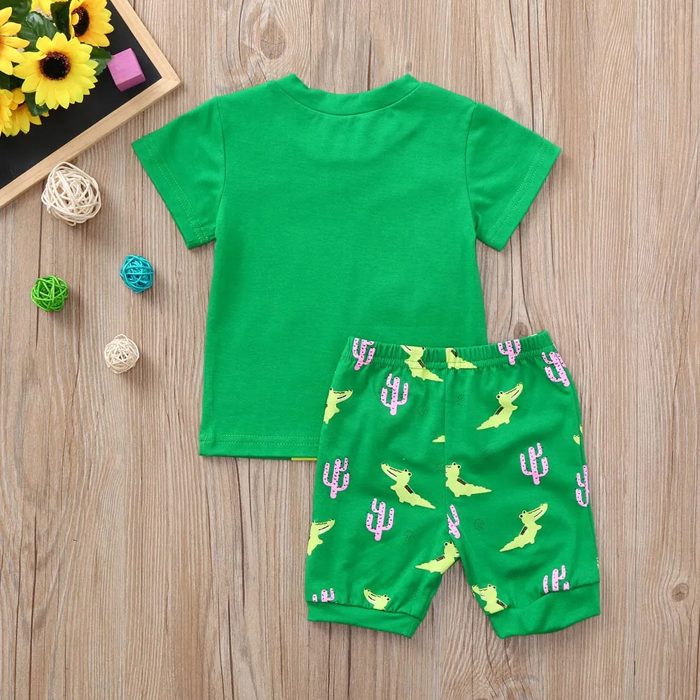 Fashion 2Pcs Infant Kids Boys Clothes Toddler Baby Girls Pajamas Cartoon Print Tops Shorts Set Outfits | Детская одежда и обувь - Фото №1