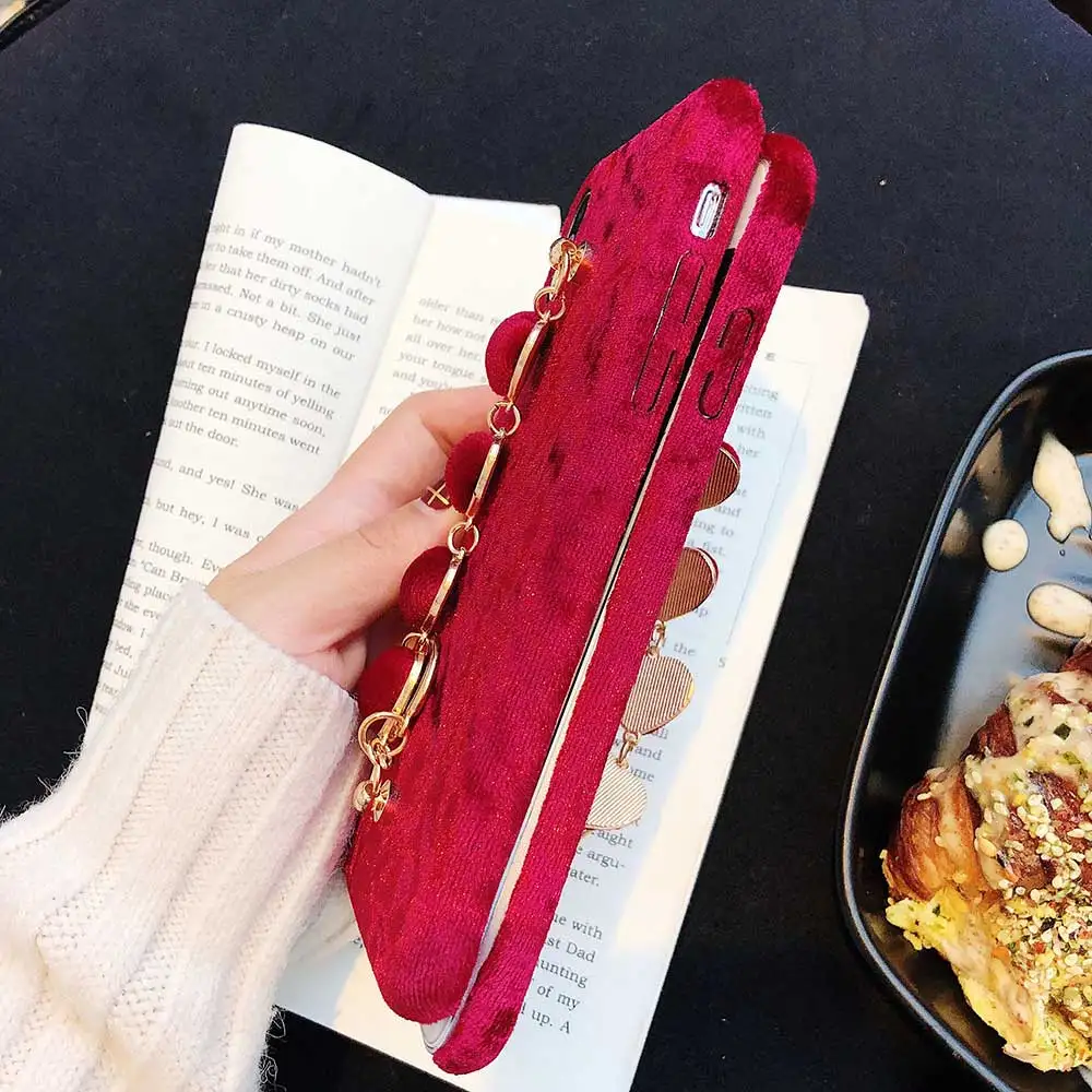 Heart Pendant Phone Case For iphone 11 Pro XS MAX XR Red Cases With Bracelet X 6 6S 7 8 Plus SE 2020 SE2 Cover Capa | Мобильные