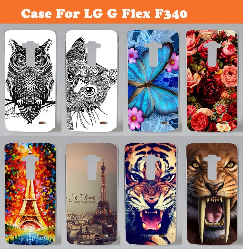Модный чехол с рисунком для LG G Flex F340 D958 окрашенный жесткий накладка кошкой львом