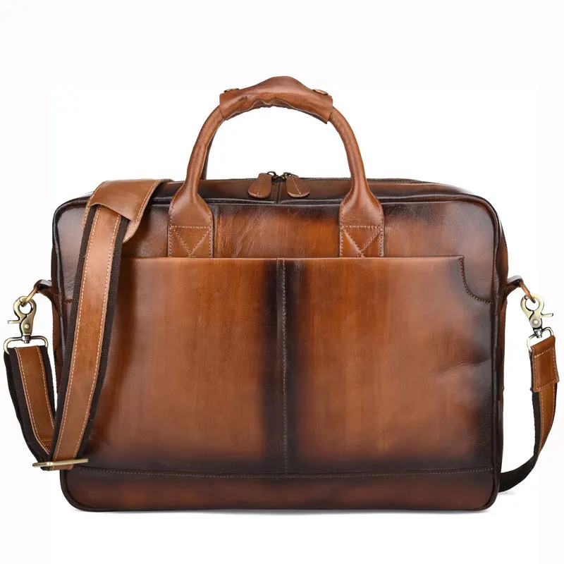 

Vintage Men Bag Handbags Genuine Leather Shoulder Bags Male Leather Laptop Bag Briefcases Men's Crossbody Messenger Bag