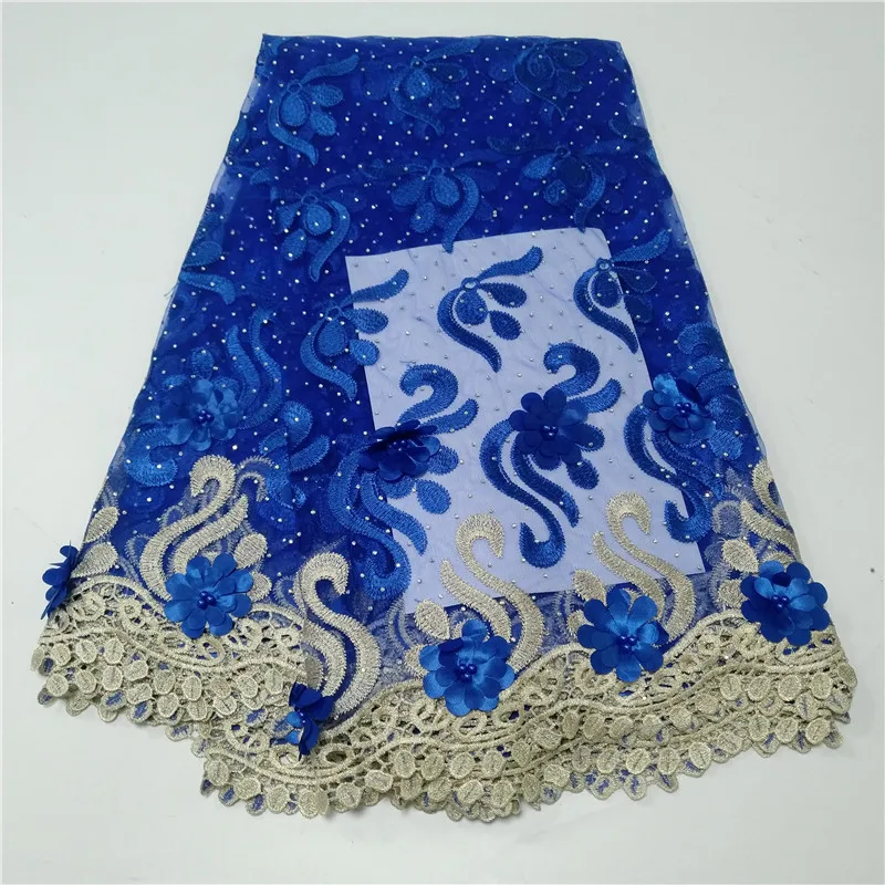 2019Latest African 3D Applique Lace Fabric With Stones High Quality Nigerian Embroidered Beads Tulle For Wedding | Дом и сад