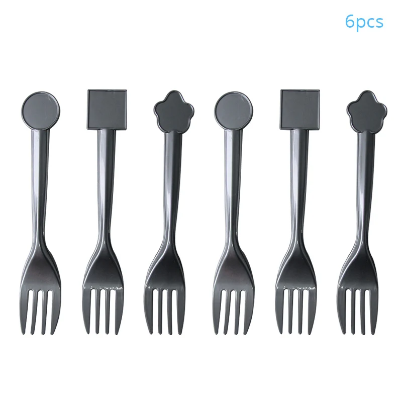 6pcs forks Вечерние столовые приборы в стиле Русалочки, декоративные чашки в виде Русалочки, салфетки, воздушные шары для детей, подарки на день рождения - Color: 6pcs forks