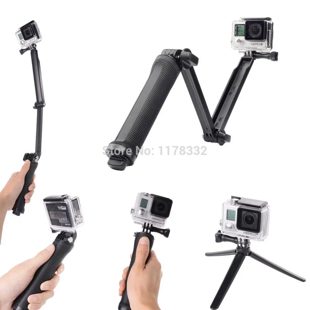 Gopro аксессуары палка монопод 3-сторонний Многофункциональный складной рычаг с