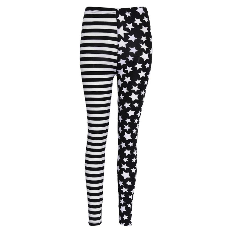 

Women Stripe+Stars Leggings Elastic Waist Stretch Pencil Pants Jeggings