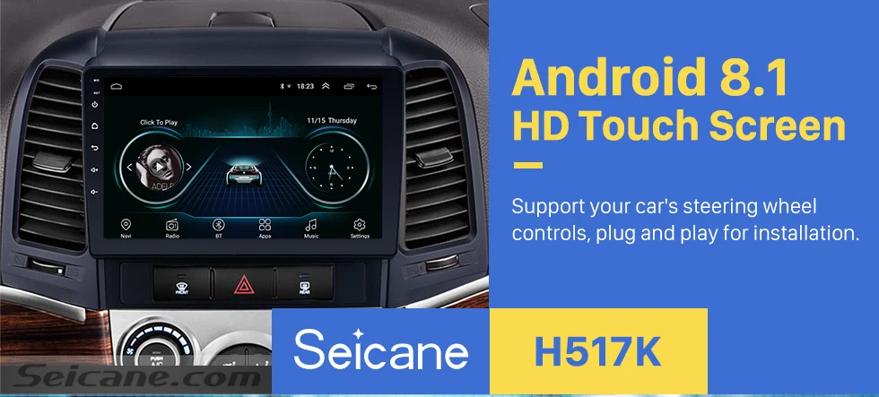 Seicane " Android 8,1 2din Автомагнитола для HYUNDAI SANTA FE 2005 2006 2007 2008 2009 2010 2011 2012 gps стерео плеер головное устройство