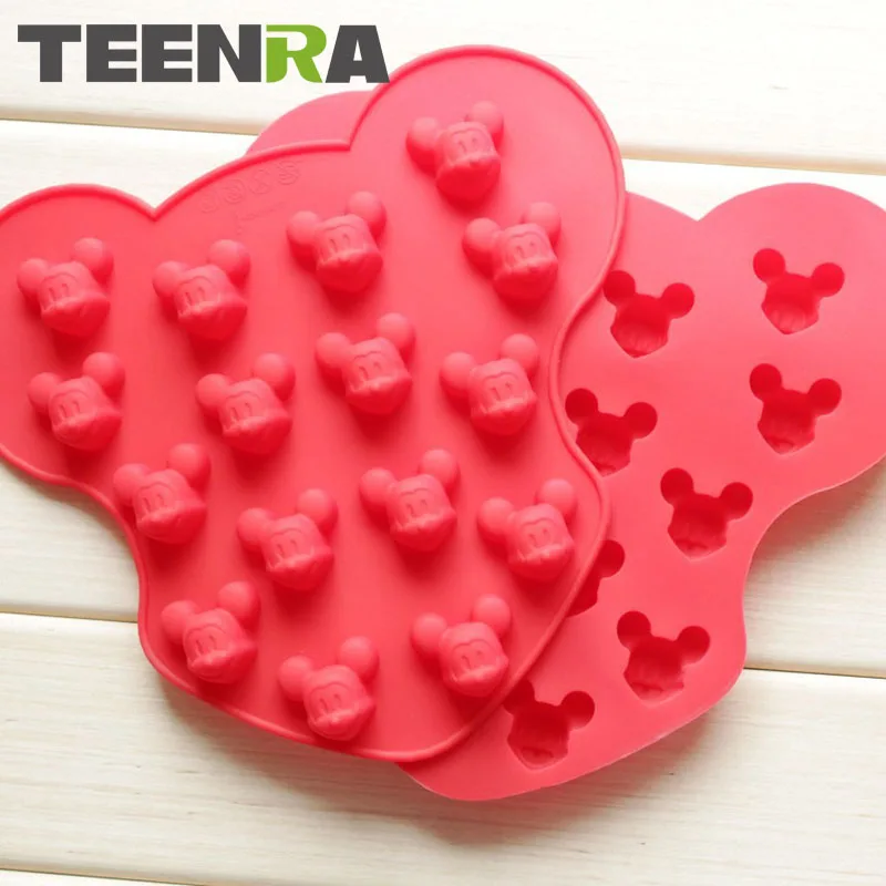 TEENRA, 1 шт., 16 отверстий, Микки Маус, форма для шоколада, силиконовая форма для торта, лоток для льда, мини-форма для выпечки, форма для выпечки, инструменты для торта