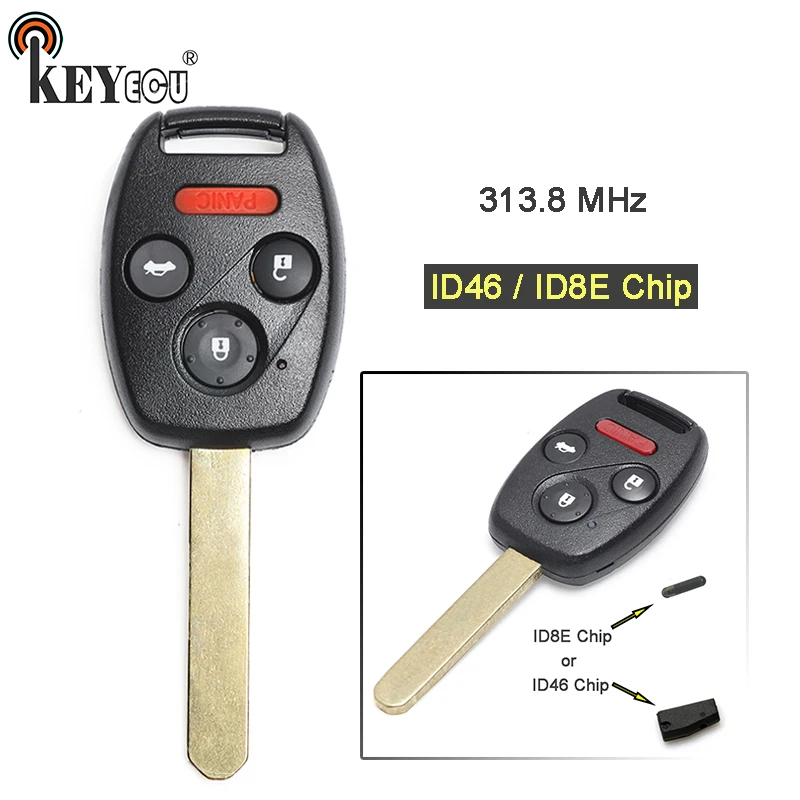 KEYECU 313 8 МГц ID46 / ID8E замена чипа 3 + 1 4 кнопки дистанционный ключ брелок от машины для