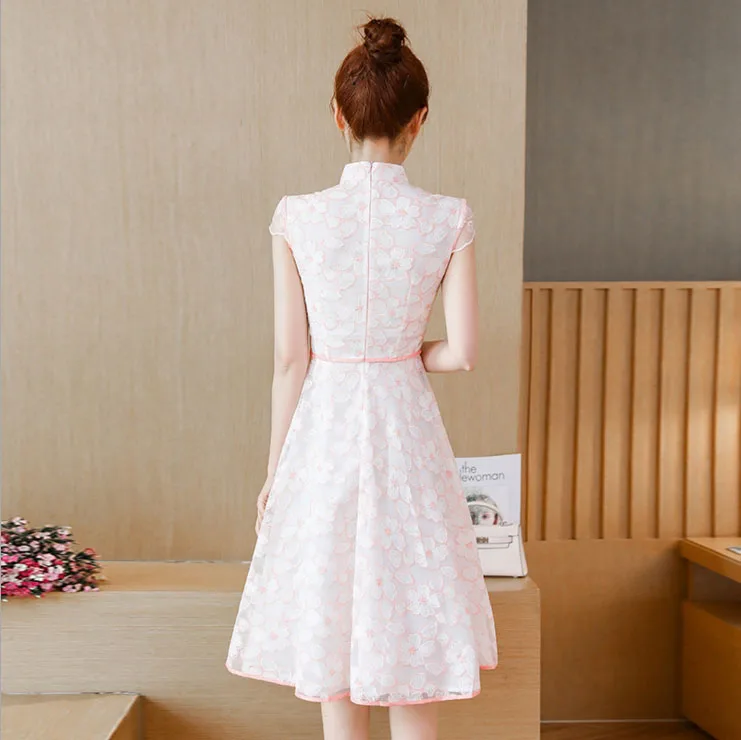 2018 летнее кружевное платье в китайском стиле с Чонсам вышивкой|dress style|style dresssummer