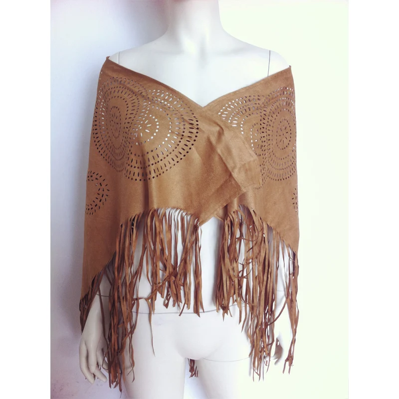 Новая женская мягкая шаль из искусственной замши с бахромой шарфы одноцветная