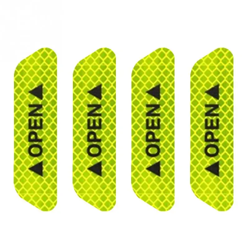 Yellow green 4 шт./компл. Предупреждение отражающая лента Универсальный Внешние аксессуары двери автомобиля наклейки Открытые Знаки Безопасности со светоотражающими элементами - Цвет: Yellow green
