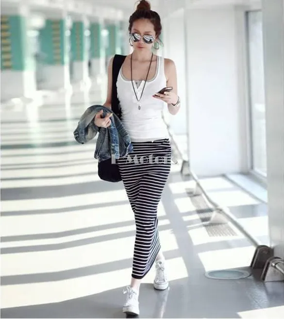 New Fashion 2014 Brand Autumn Skirts For Women/Designer Casual Striped Women Skirts/Straight Maxi 50 | Женская одежда