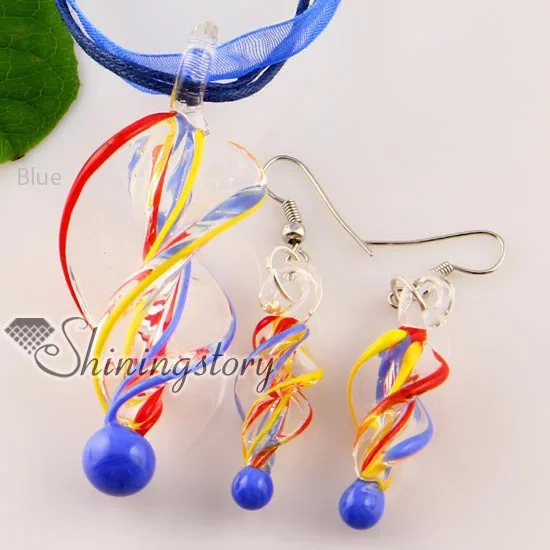 twist handmade blown lampwork murano glass pendants and earrings jewelry sets cheap fashion jewellery | Украшения и аксессуары