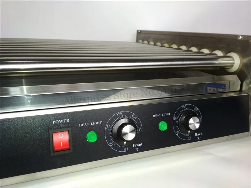 electric hot dog maker commercial hot dog sausage grill roasting machine 11 rollers 2200w low noise 2 temperature controllers free global shipping