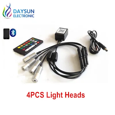 4PCS Light Heads 12 В RGB умный светильник источник для бокового свечения оптоволоконного кабеля мобильное приложение управление РЧ пульт 2 Вт светильник источник для автомобиля атмосферный светильник - Испускаемый цвет: 4PCS Light Heads