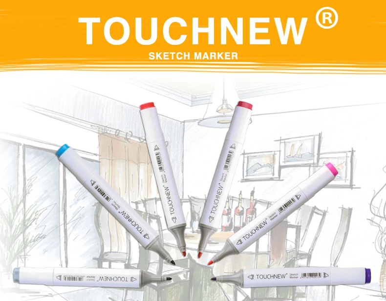 Touchnew 30, 40, 60, 80, 168 цветов, набор маркеров, двойная головка, эскизные маркеры, кисть для рисования, манга, анимационный дизайн, товары для рукоделия