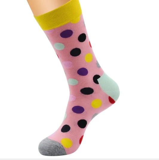 4 pairs Happy Colorful Men Socks Anti-Skid Comfortable Long Puzzle Dot Cotton free shipping | Мужская одежда