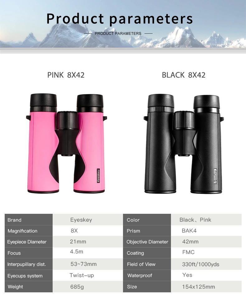 Eyeskey 8x42 IPX7 водонепроницаемый бинокль Bak4 Призма Оптика Высокая мощность телескоп для кемпинга Охота Открытый 2 цвета