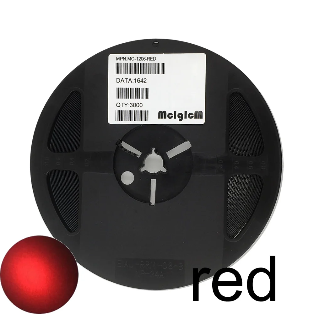 red MCIGICM 3000 шт. 1206 SMD светодиодный светильник зеленый желтый красный белый синий - Цвет: red