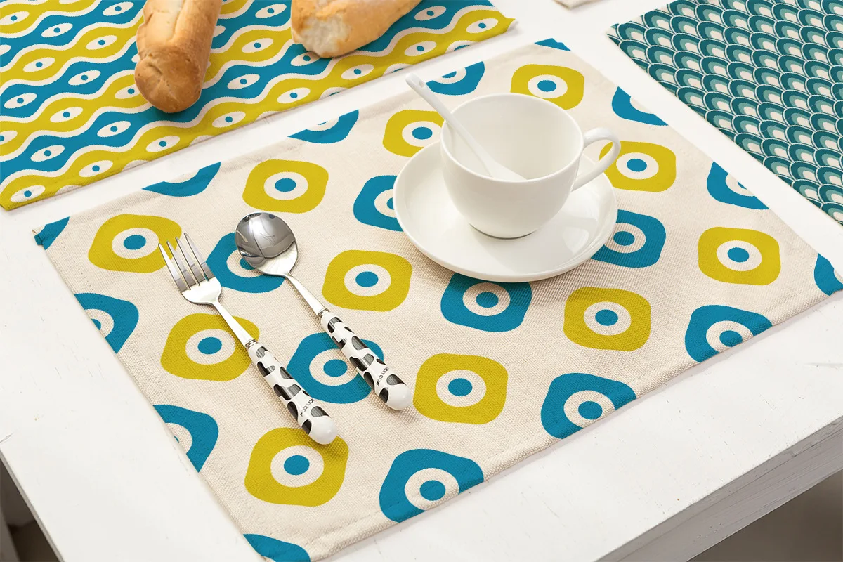 Abstract Geometric Pattern Table Mat Cotton Linen Place Mats for Dining Table Nordic Home Tea Party Decorations Kitchen Cup Mat