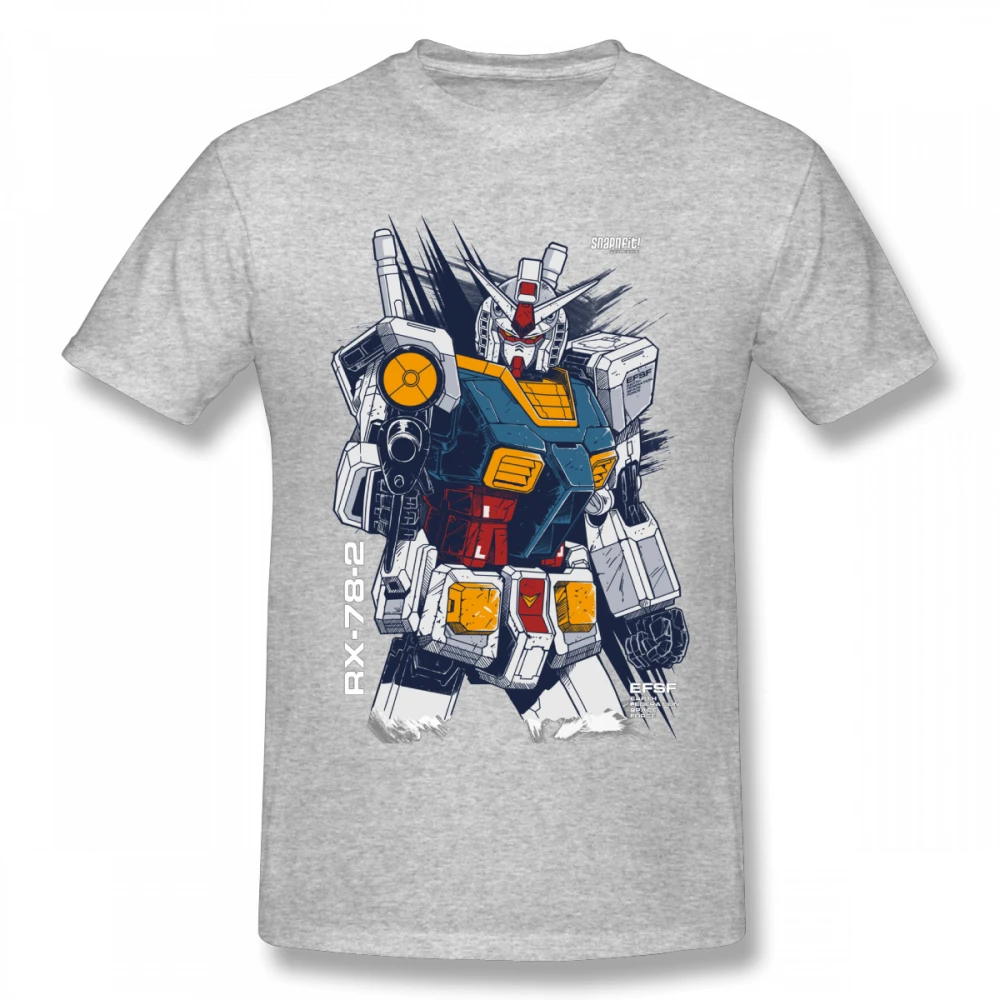 Мужская футболка Gundam из хлопка с коротким рукавом, Повседневная футболка с круглым вырезом, популярная футболка - Цвет: Серый