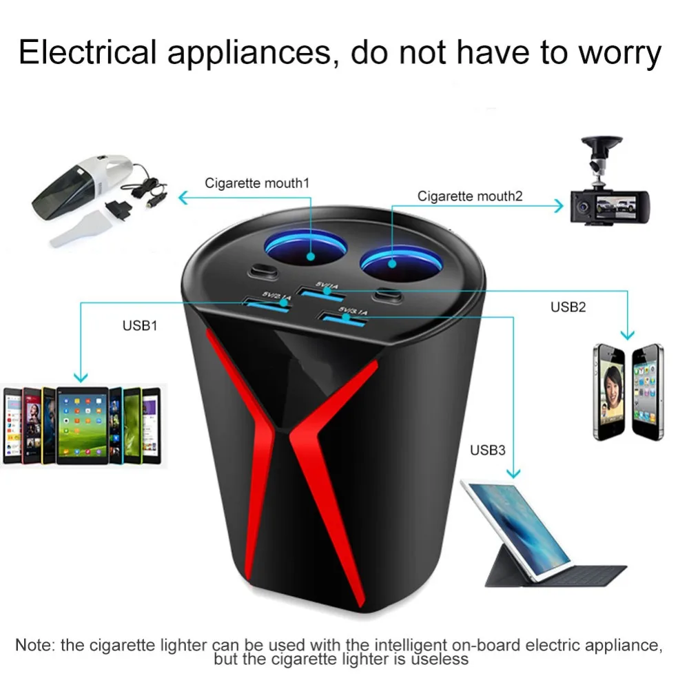 DC 12-24V 3.1A 3 usb порта автомобильное зарядное устройство адаптер двойной Прикуриватель разъем