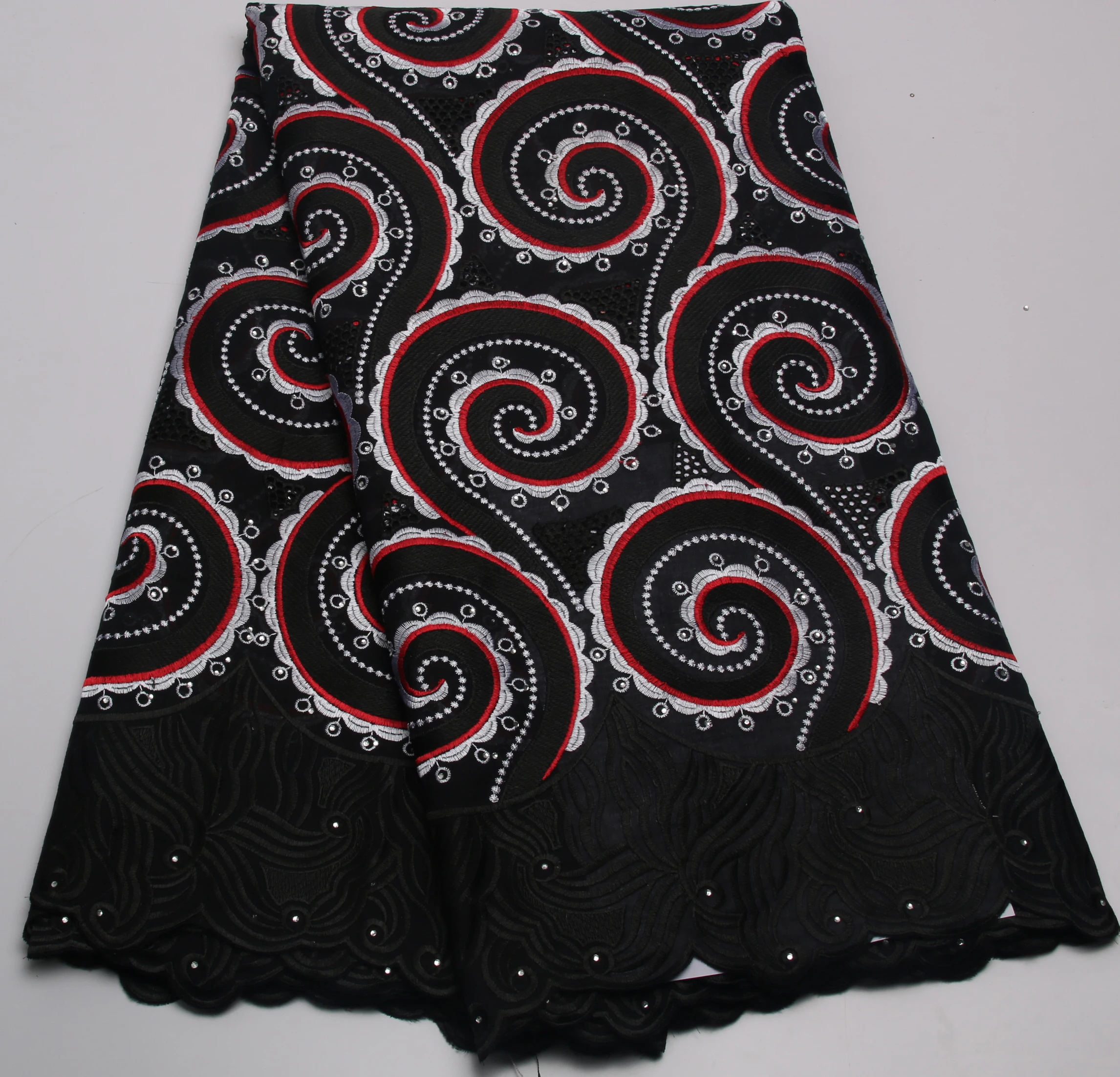 

High Quality Swiss Voile Laces in Switzerland Latest African Dry Cotton Lace Fabric Nigerian Embroidery with Stones KS360B