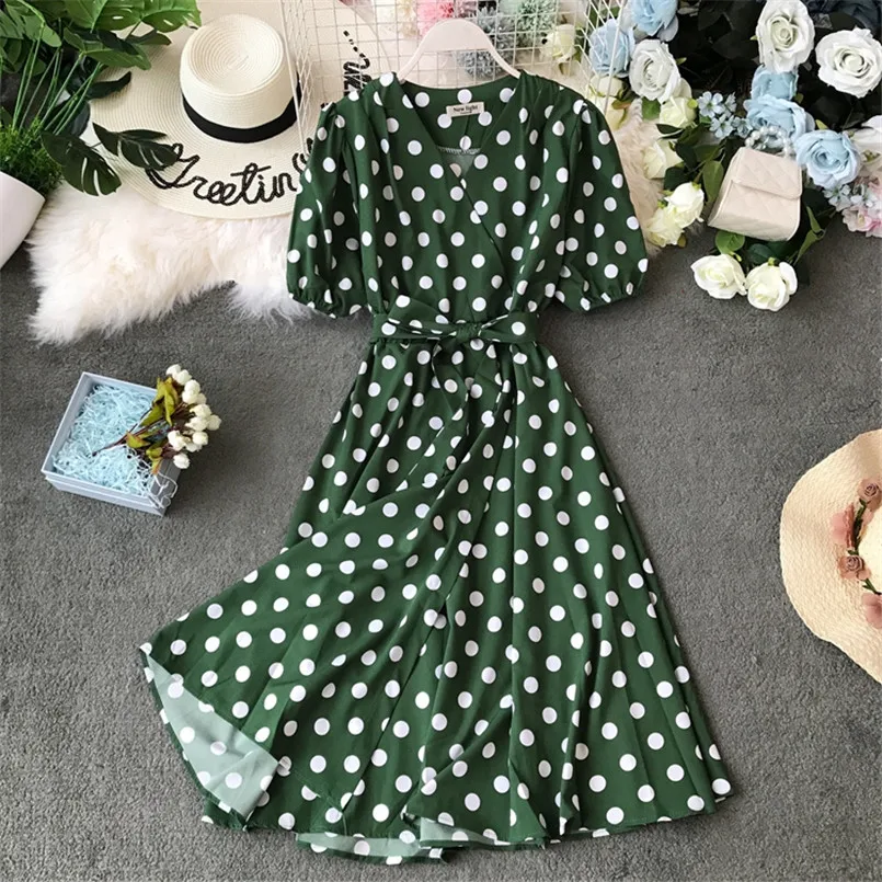 Женское платье в горошек винтажное облегающее пляжное миди с V образным вырезом и