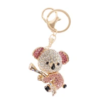 hot koala pink bear tree charm lovely pendant charm crystal purse bag keyring key chain women in jewelry cute gift