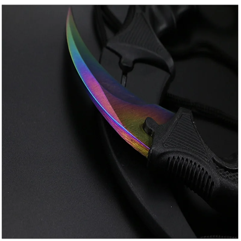 Fade Нож Karambit с фиксированным лезвием, тактический охотничий Радужный нож для выживания, ножи для кемпинга с тигром - Цвет: Fade