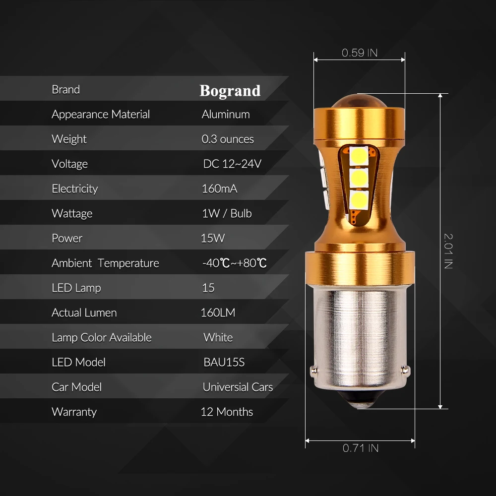 Bogrand Canbus 12 В/24 в белый цвет 1156 P21W T20 7440 3156 T25 Ba15s T15 W16W Светодиодная лампа Bau15s задний