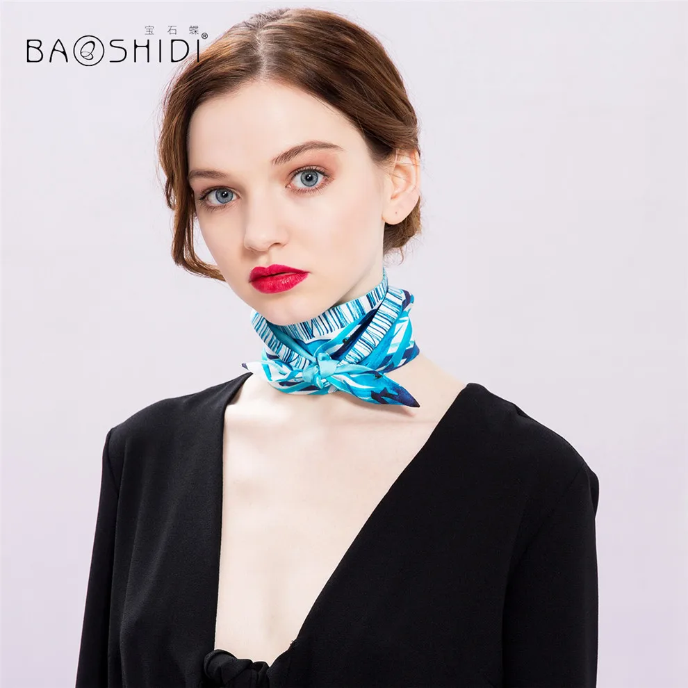 [BAOSHIDI] саржевый шелковый шарф, новые модные шарфы с двойным лицом, шейный платок, украшение на голову, талия, волосы, шляпа, сумочка - Цвет: 1033171140