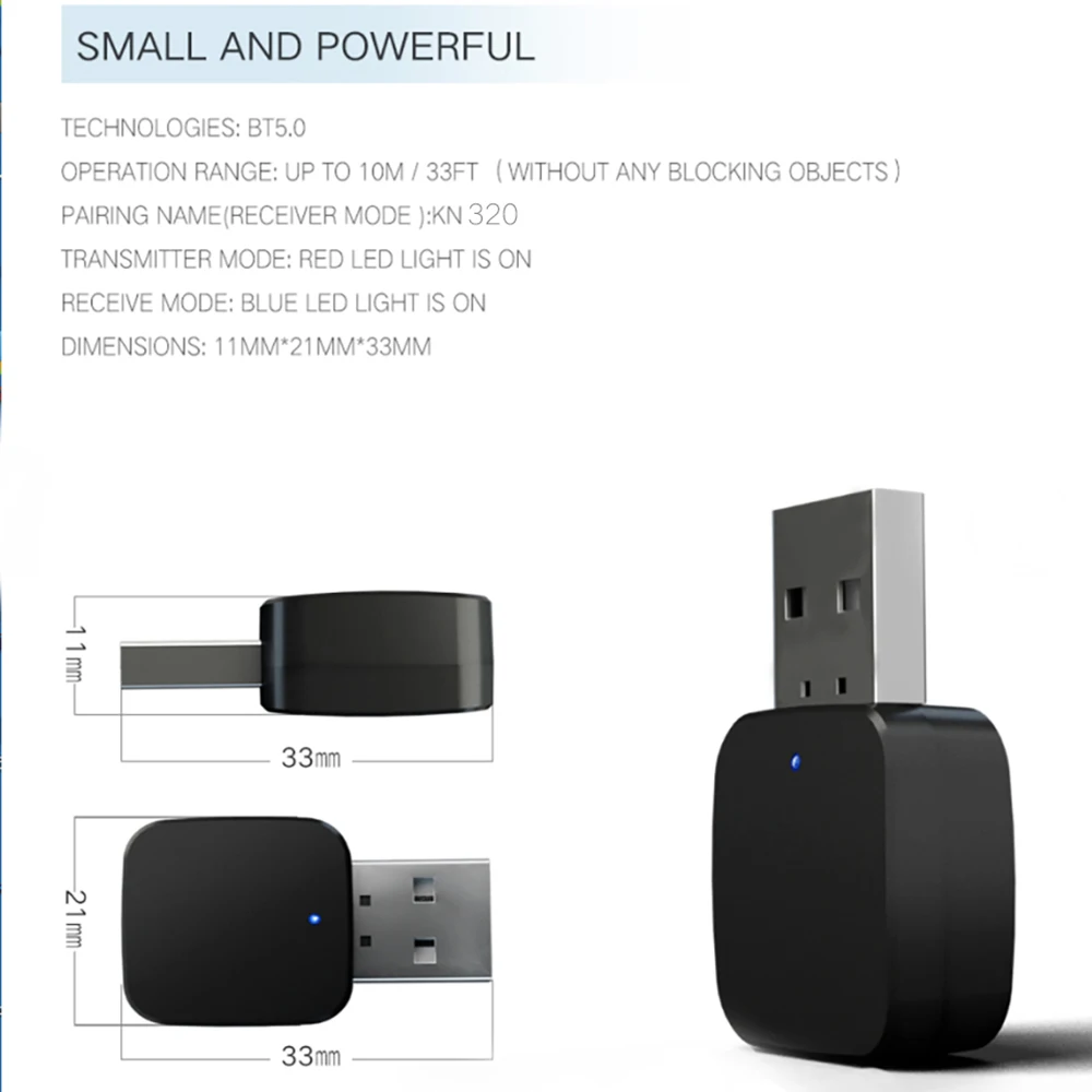 KEBIDU 2 in 1 USB Wireless Bluetooth 5.0 Transmitter Receiver 3.5mm Stereo Audio Music Adapter For Laptop Speaker Earphone | Электроника