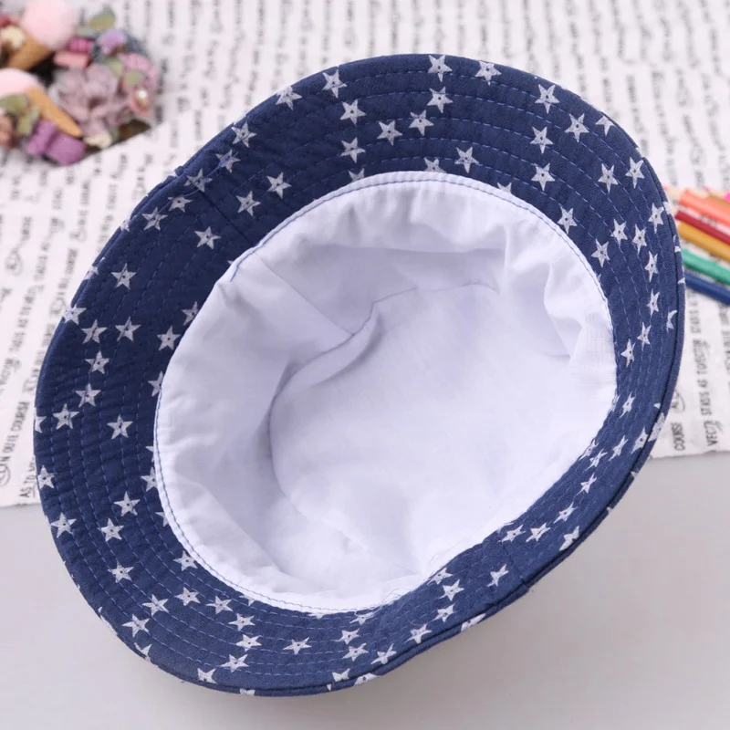 

Spring Summer Baby Girls Toddler Star Pattern Bucket Hats Reversible Sun Headwear
