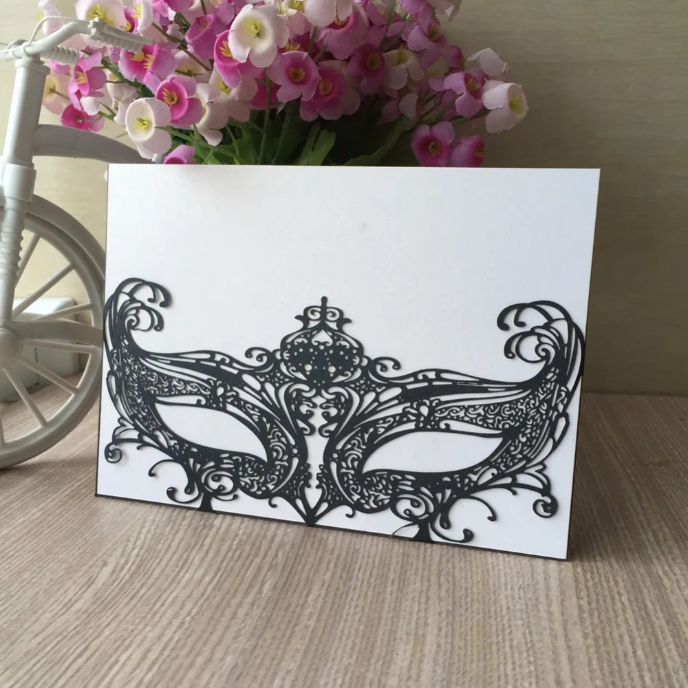 

50pcs New Design masquera mask invitation Mardi gras Invite Wedding Invitation Card Wedding Party Birthday Decoration Supplier