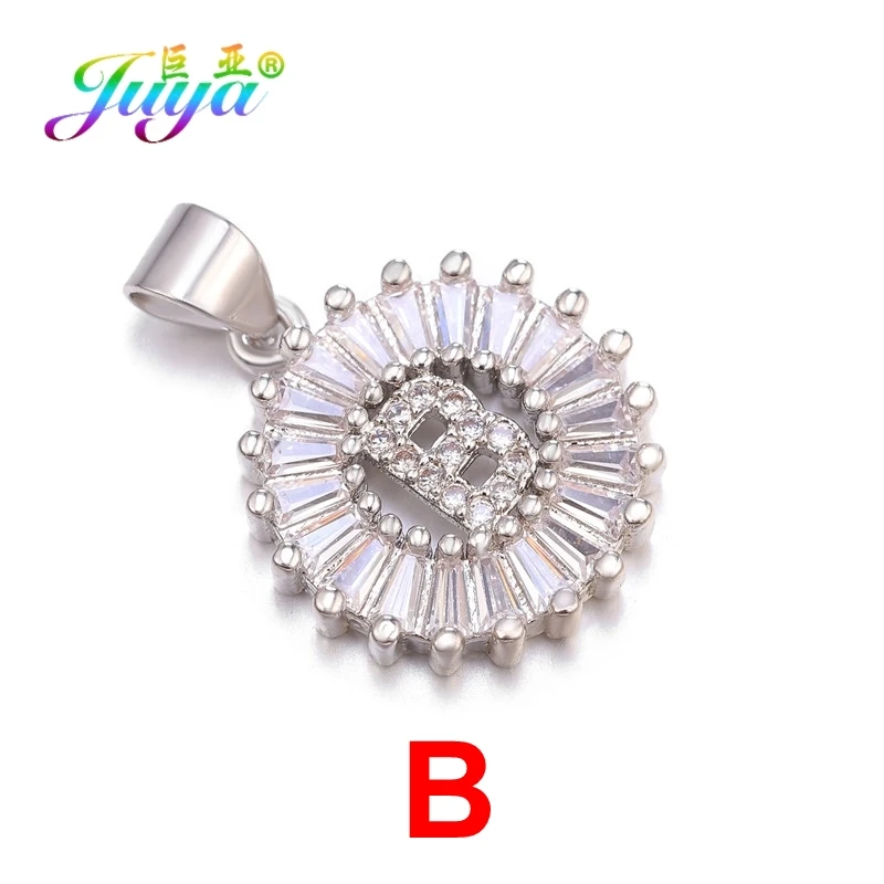 As Photo Letter B Juya 26 Алфавит кулон кубический цирконий A-Z Начальная буква подвеска украшение кулон для женщин индивидуальный браслет ожерелье изготовление - Окраска металла: As Photo Letter B