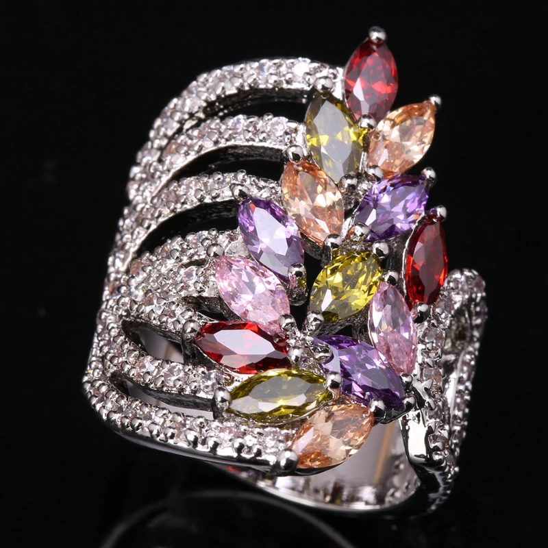 Кольцо с цирконом серебряное покрытие размеры 6 / 7 8 9 | Украшения и аксессуары