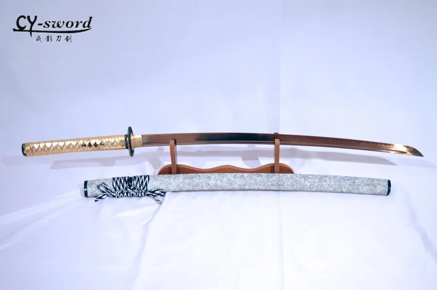 1060 STEEL oil quenching clay tempering golden blade handmade katana sword